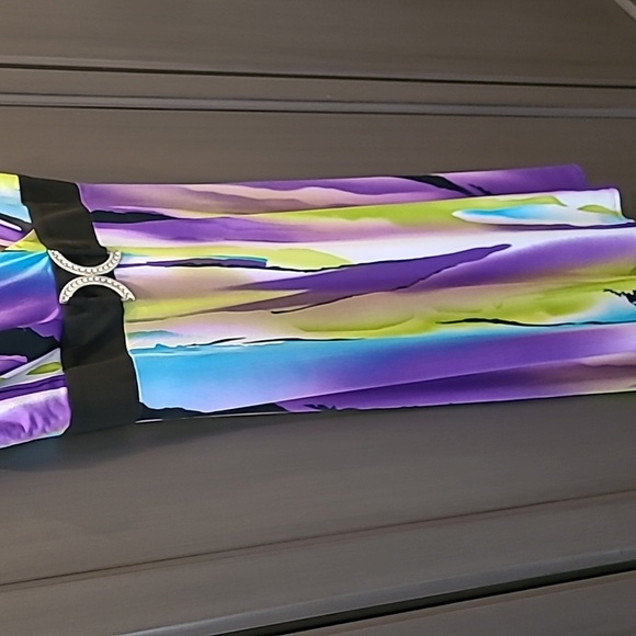 Never worn multicolored Frank Lyman size 10 water colour look sleeveless dress - Picture 8 of 9